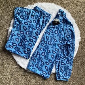 Mayfair Pajama Set New Pants Button Front Top Paisley Blue Womens Size Large